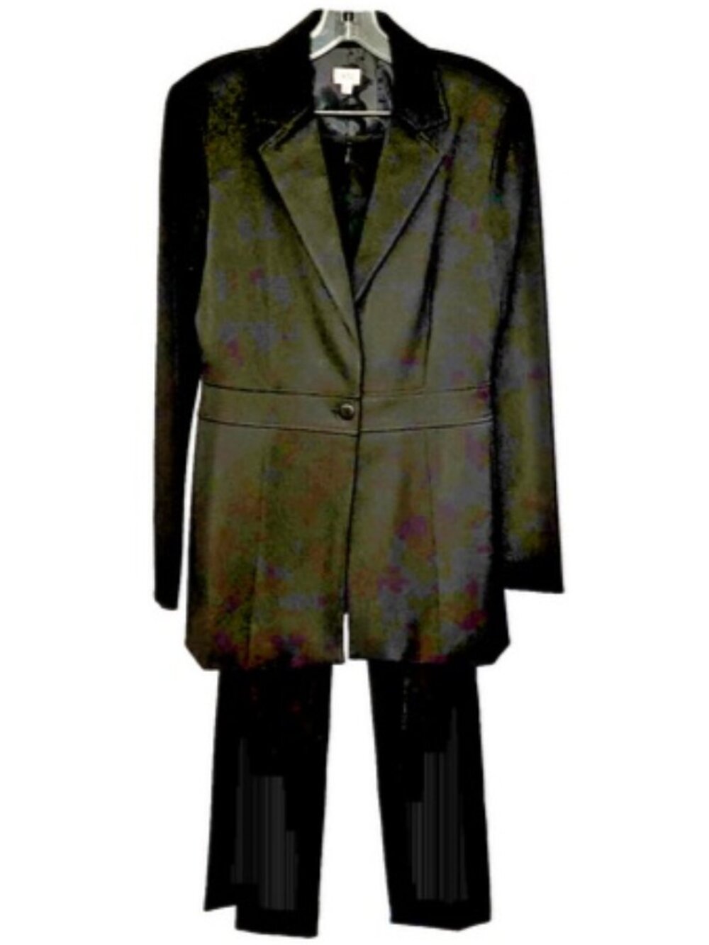 Cachè Womens Black Knit Single Button Blazer Slim Pant Suit Size 6